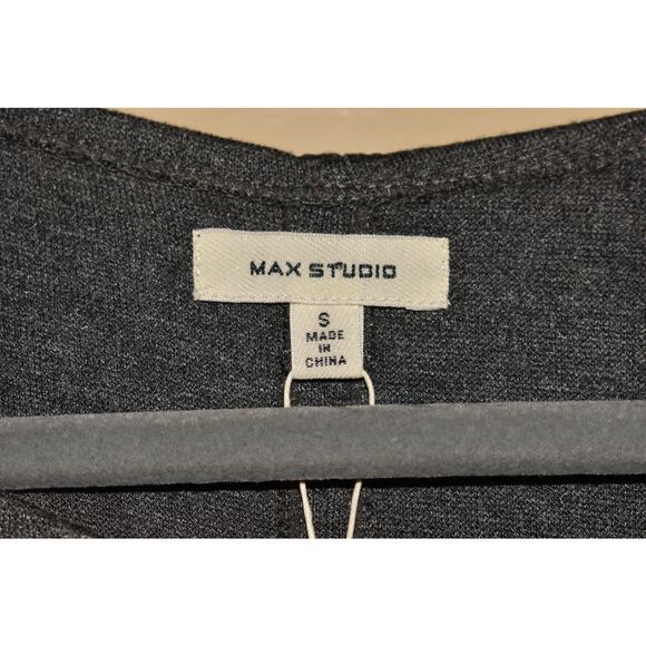 MAX STUDIO NEW $98 3/4 Sleeve Heavy Knit Shift Dress w/ Tie Cuffs Charcoal Small - Picture 3 of 3